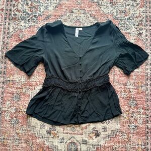 LPA Black Button-Down Blouse